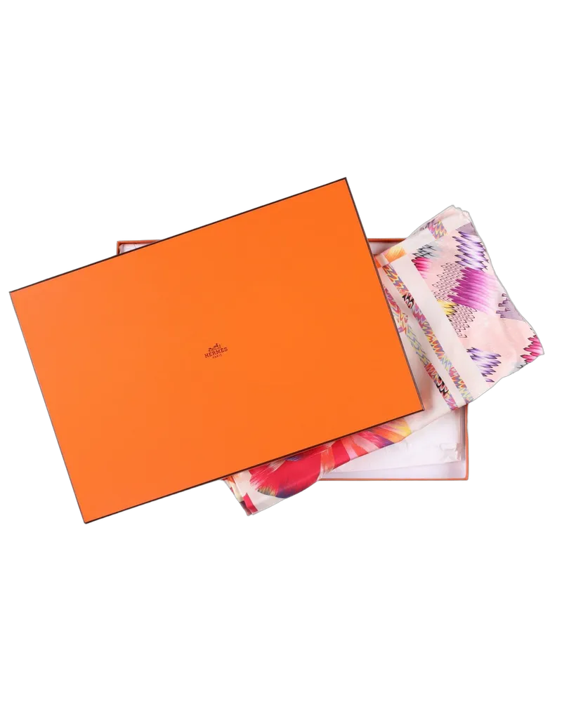 Hermès Brides de Gala Marble Silk Dossard Scarf — Pink, White and Blue Pink