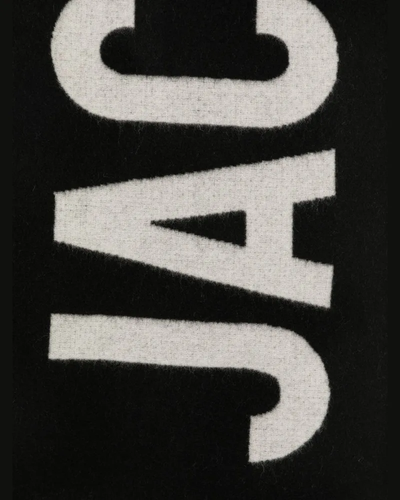 Jacquemus Logo Intarsia Virgin Wool Scarf — Black Black