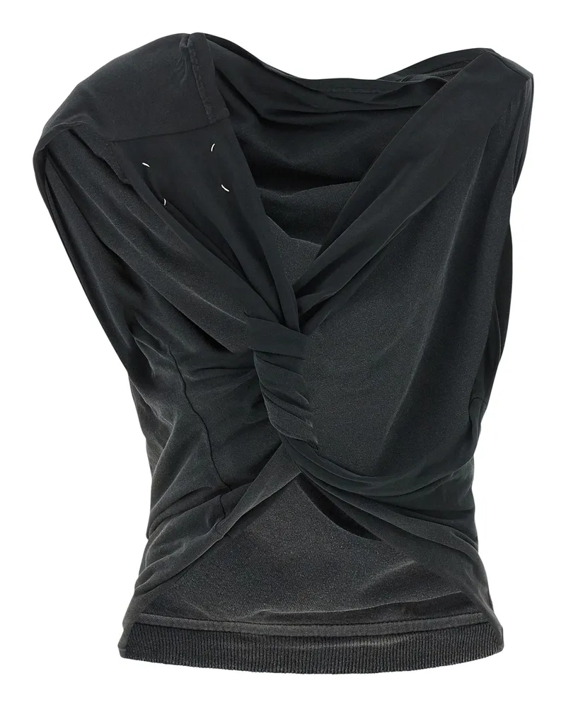 Maison Margiela Asymmetrical Cotton Blouse — Gray Gray
