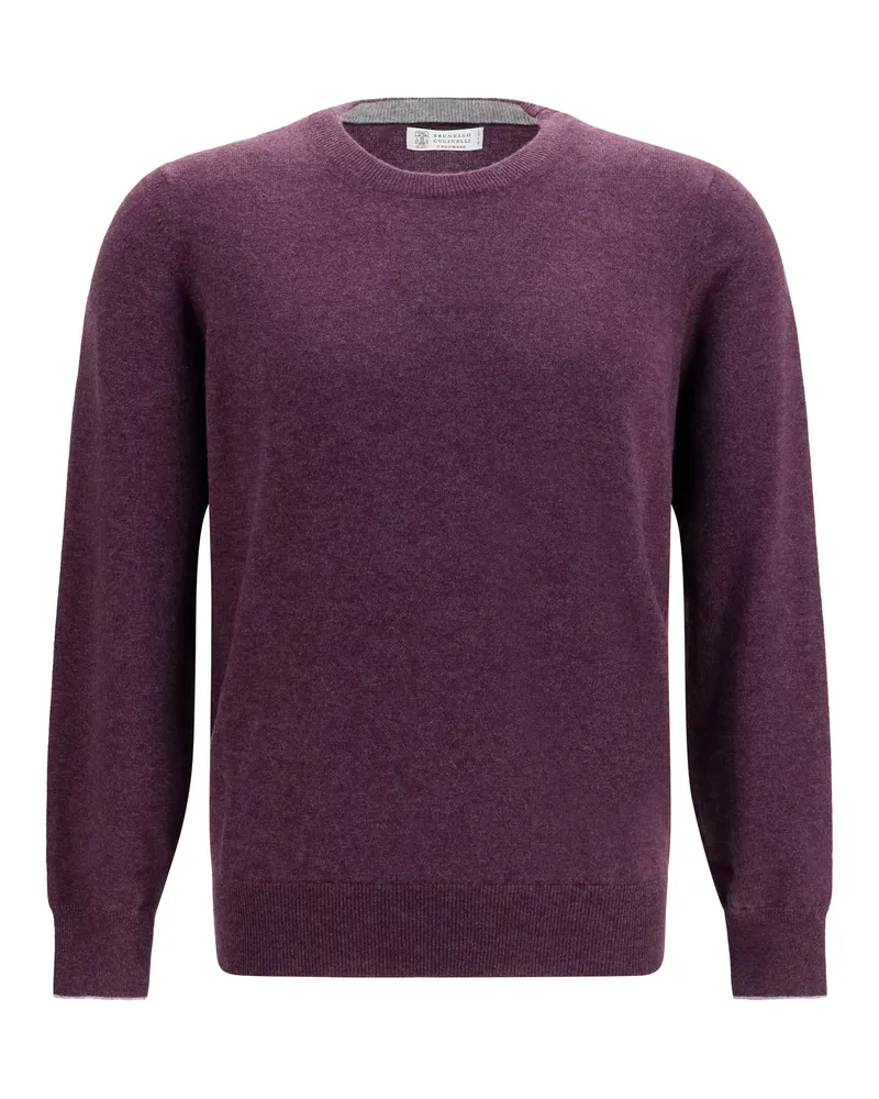 Brunello Cucinelli Men's Cashmere Sweater Plum Purple