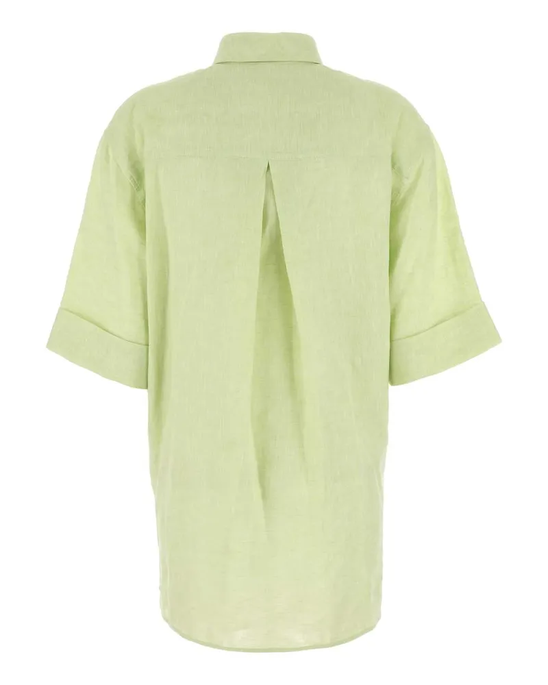 Valentino Garavani Women's Pastel Green Linen Blouse Clearmint Exterior: Maglie Green