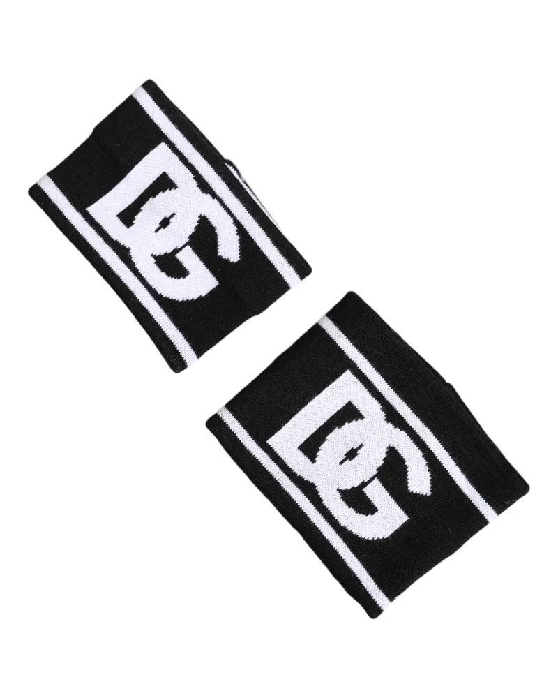 Dolce & Gabbana Men's Black White Dg Logo Cotton 1 Pair One Wristband And Accessory Black