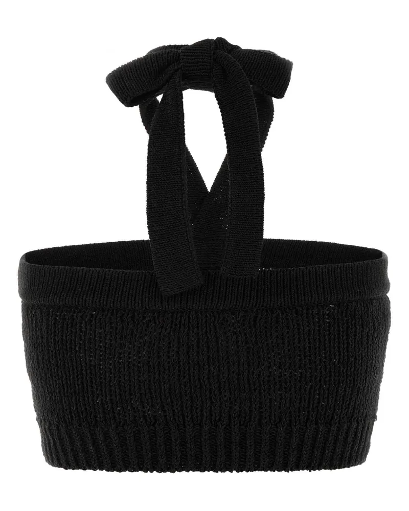 Alanui Women's Slate Polyester Blend Island Memories Crop-Top Black Exterior: Cotton Maglie Black