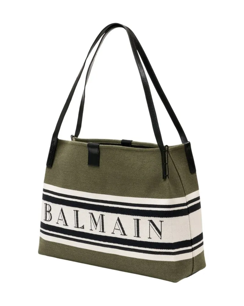 Balmain Women's Release Shopper Medium Shoulder Bag -  Canvas Multicolor Shoulder-Hobo-Bags Green