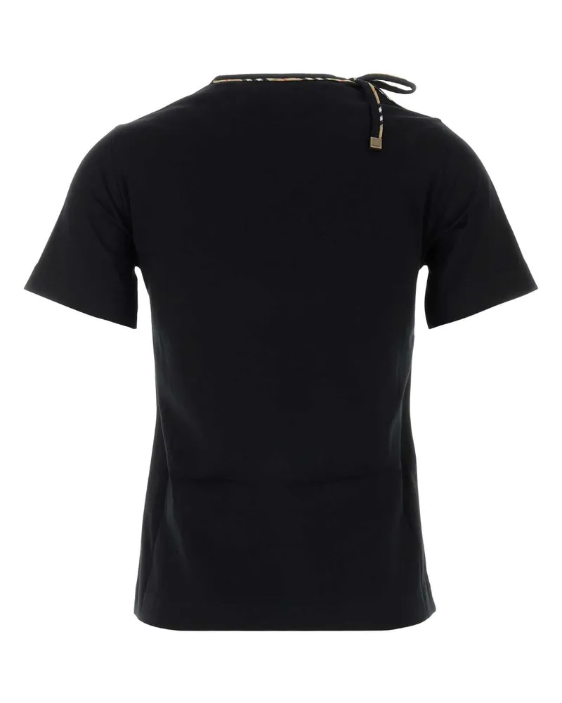 Burberry Women's Bow-Detailed Cotton T-Shirt Black Black