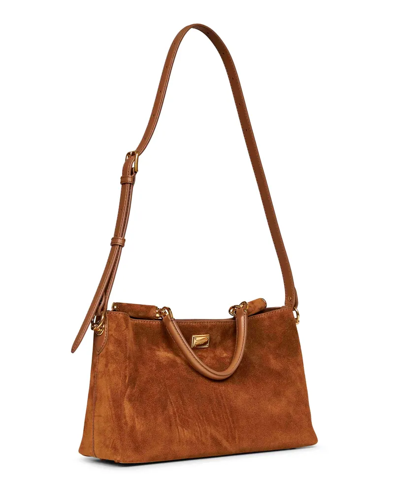 Dolce & Gabbana Women's Handbag Vittoria Camel Calf Leather Handbags Hand Bags Camel
