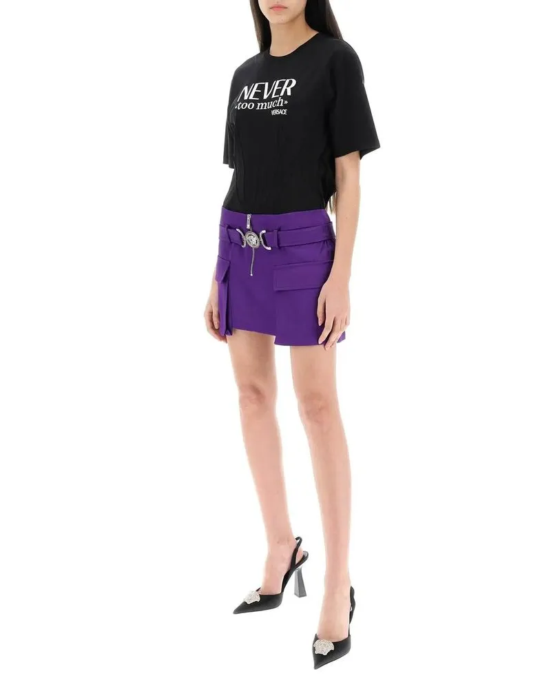 Versace Women's Purple Viscose Mini Skirt Purple