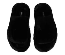 Men's Velvet Slipper Black Polyester