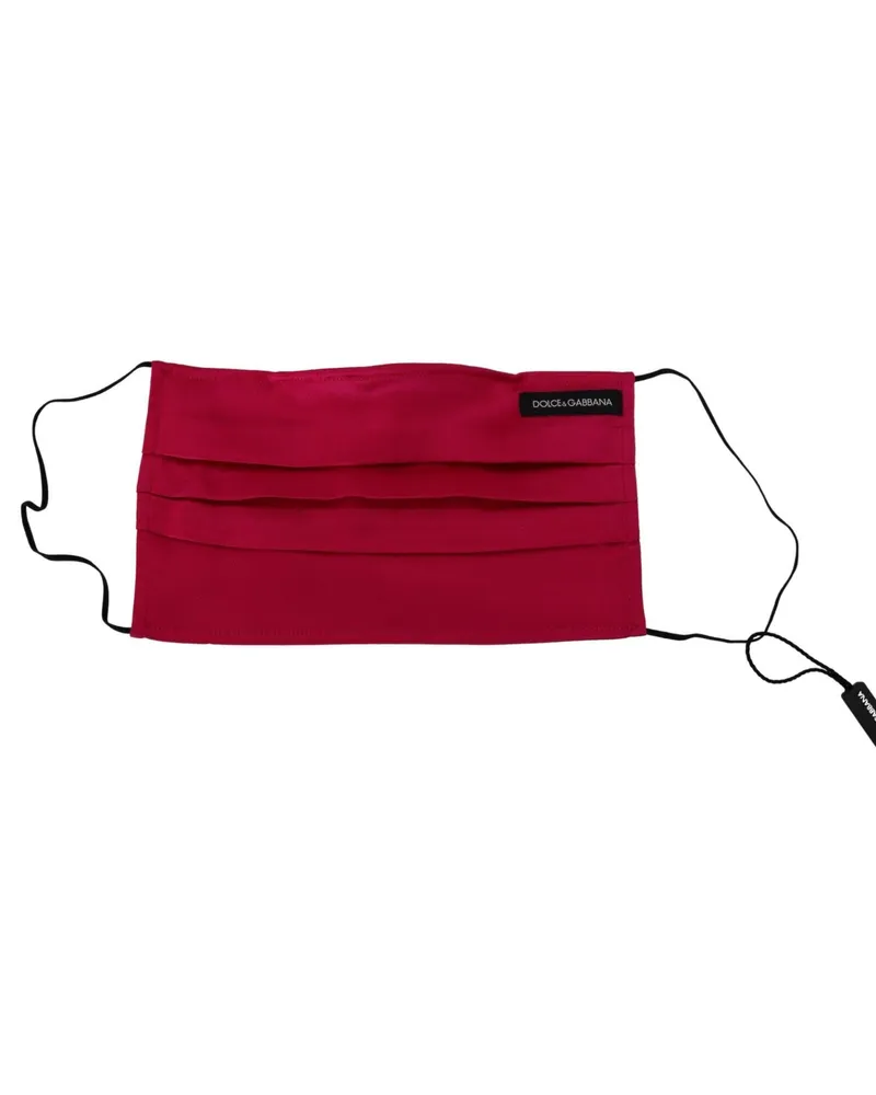Dolce & Gabbana Women's Red Cotton Pleated Elastic Ear Strap One Size Face Mask Accessory Red