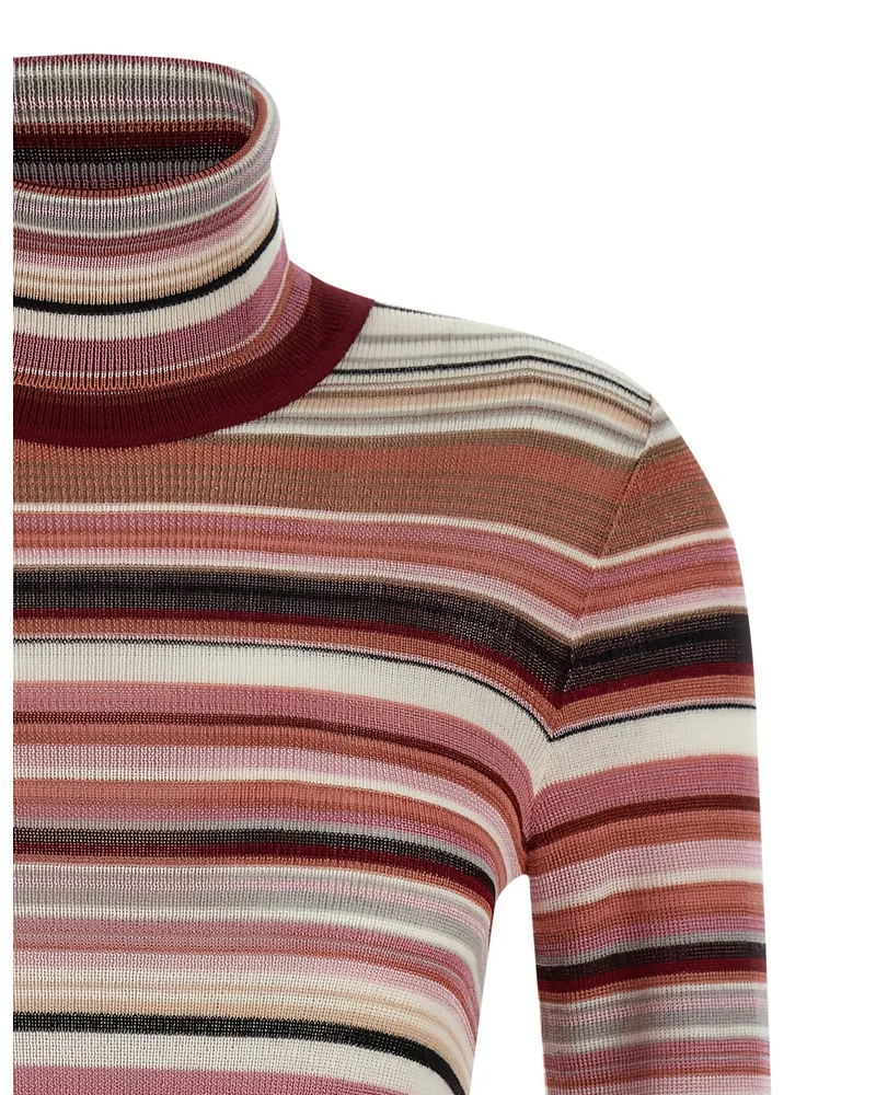 Missoni Striped Wool-Viscose Sweater — Burgundy Burgundy