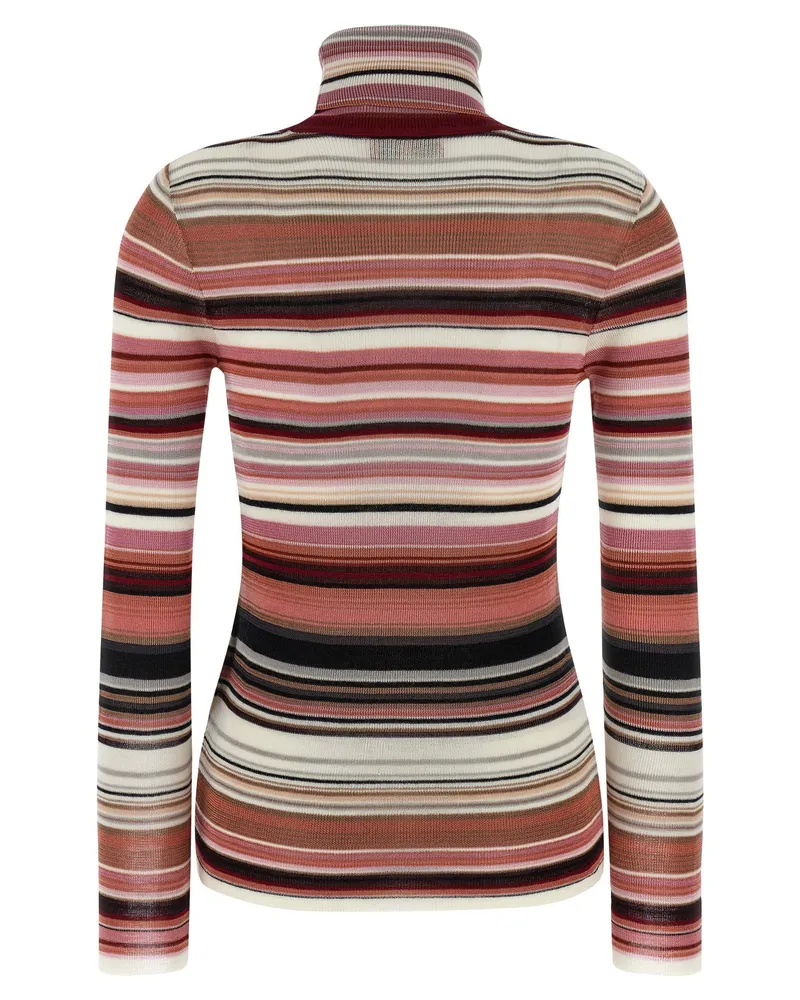 Missoni Striped Wool-Viscose Sweater — Burgundy Burgundy