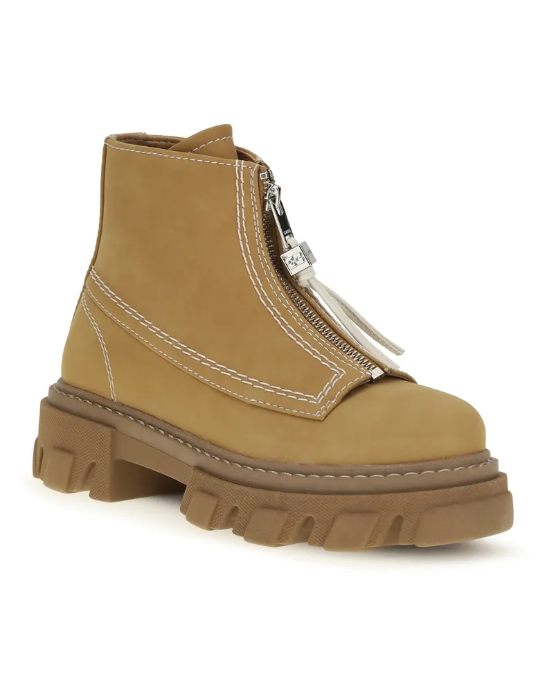 Ganni Cleated Lug Sole Boots — Brown Brown
