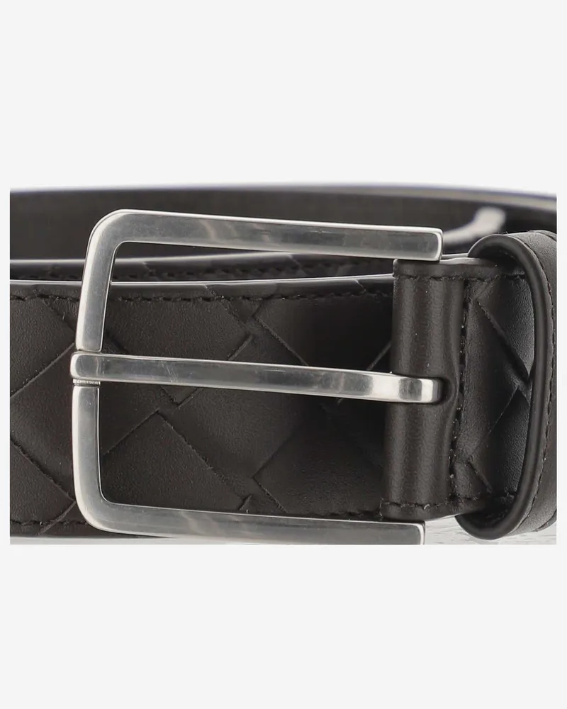 Bottega Veneta Men's Leather Belt Intreccio Calfskin Brown Brown