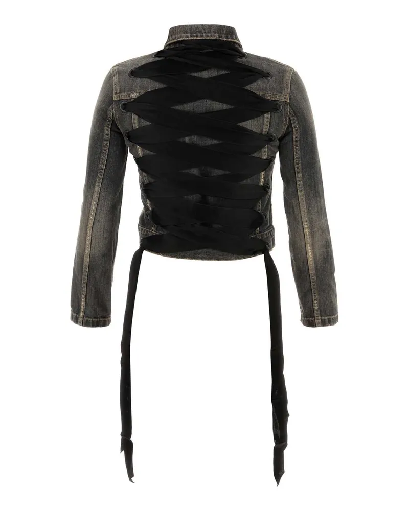 Balenciaga Women's Black Denim Jacket Dark Grey Exterior: Cotton Giubbini Gray