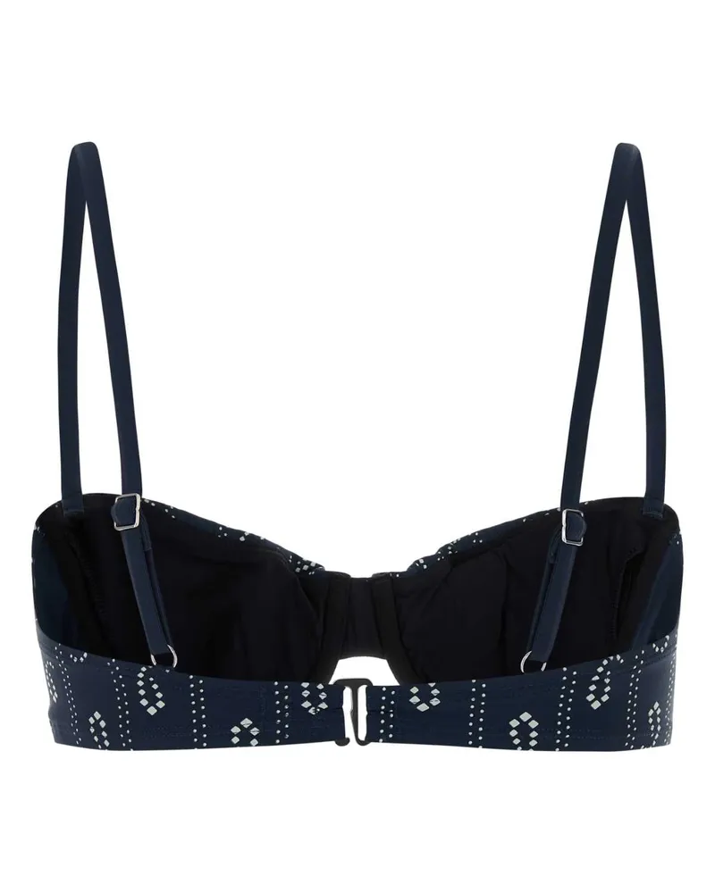 Tory Burch Women Printed Stretch Nylon Bikini Top 401 Costumi Da Bagno Swimwear Navy