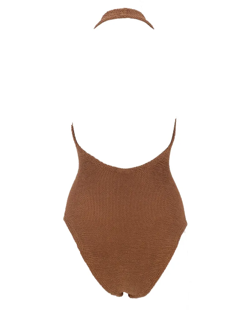Hunza G Polyamide Elastane One-Piece Swimsuit — Brown Brown