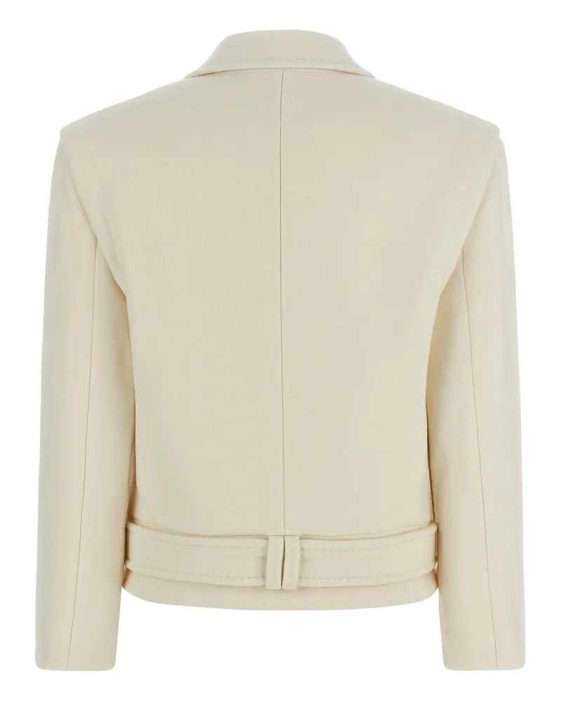 Balmain Double-Breasted Wool Blend Blazer — Cream Cream