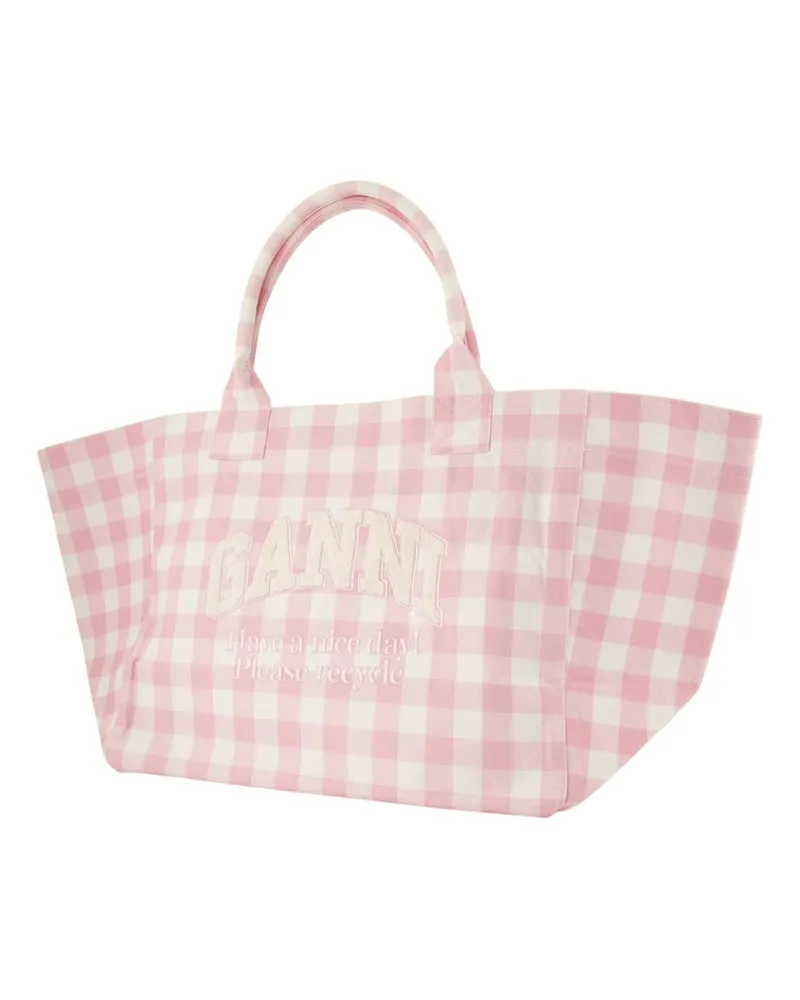 Ganni Women's Xxl Pocket Shopping Bag Cotton Pink Totes-shopping-bags Pink