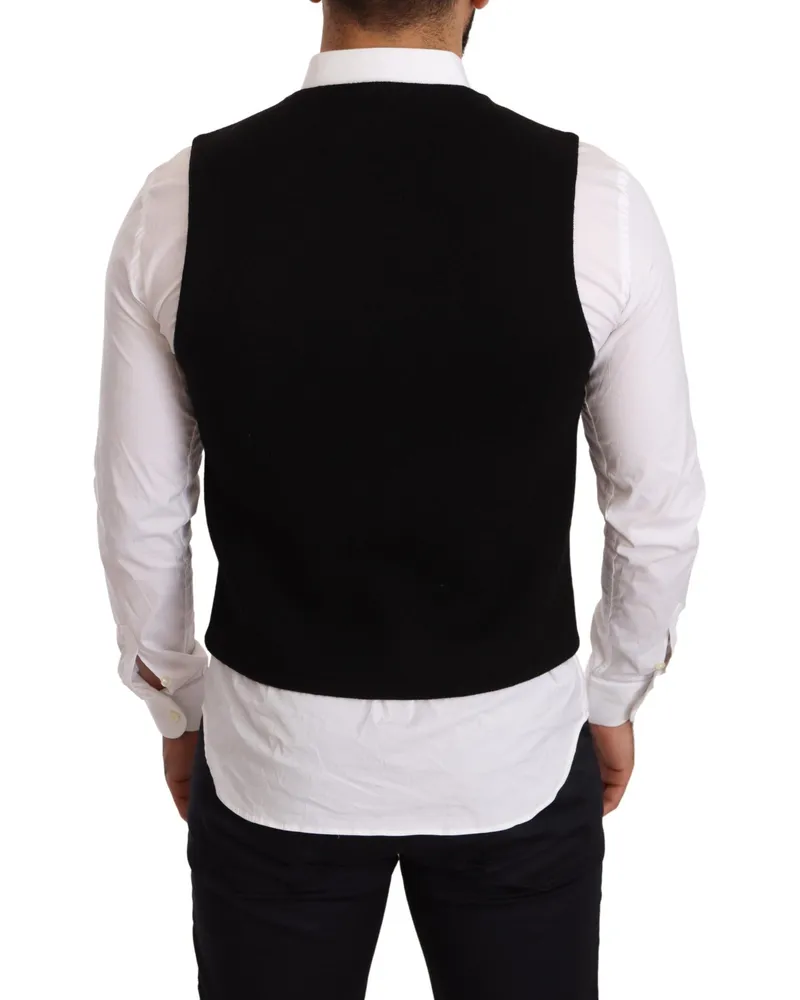 Dolce & Gabbana Men's Black Cotton Single Breasted Waistcoat Clothing Black