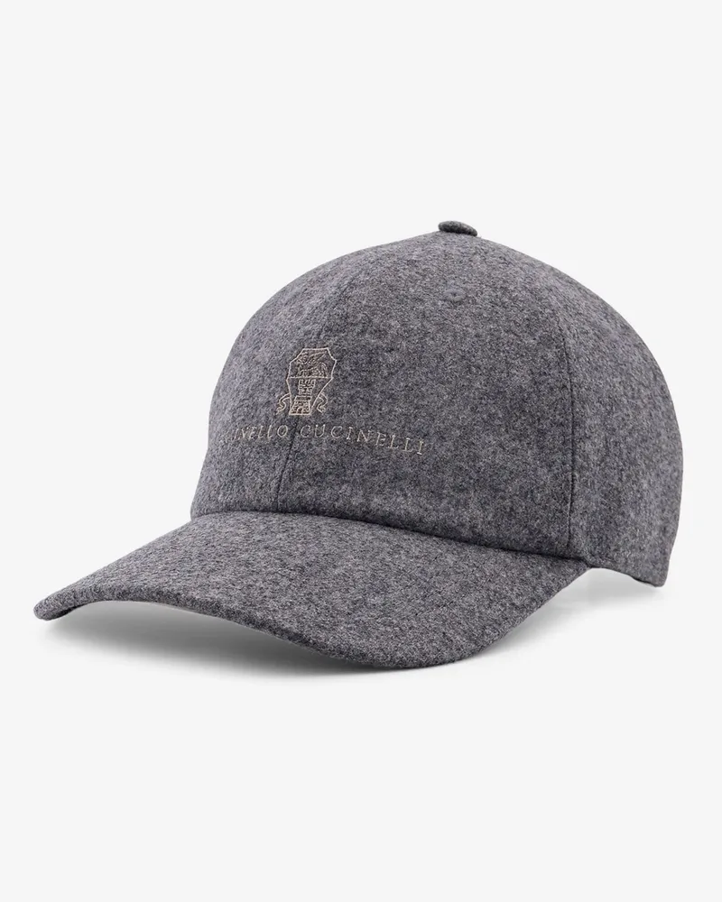 Brunello Cucinelli Men's Baseball Hat Virgin Wool Grey Gray