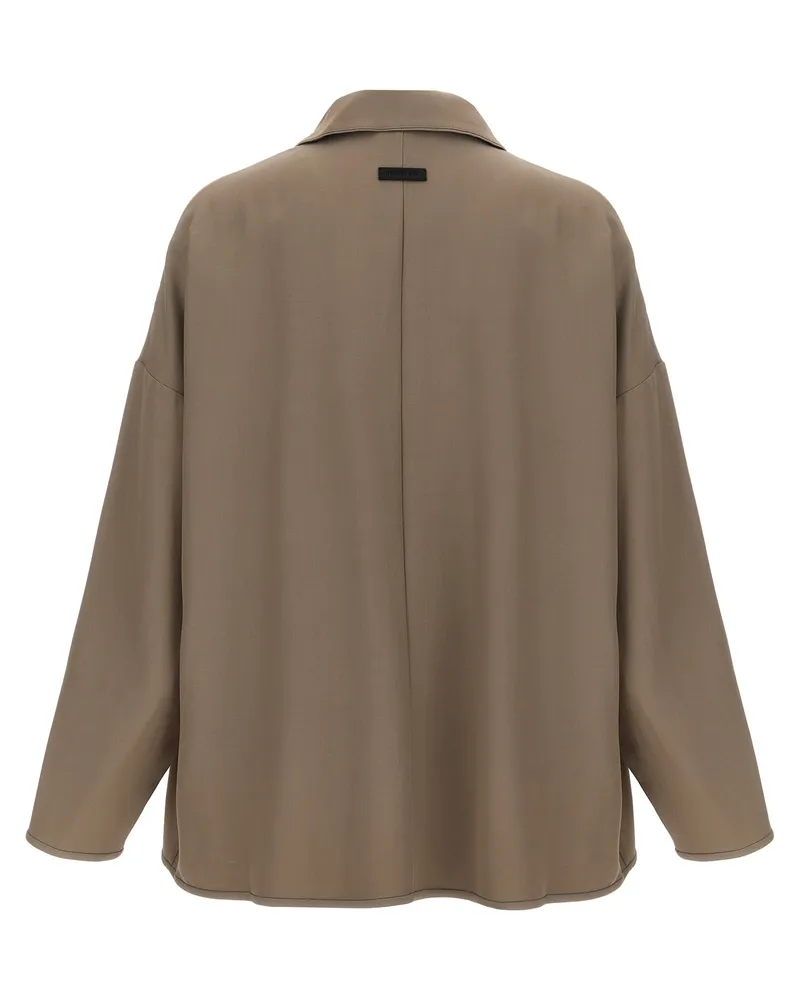 Fear of God Men's Beige Virgin Wool Full-Length Jacket Clothing Beige