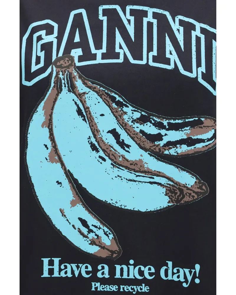 Ganni Women T-Shirt Banana Cotton Phantom T-Shirts & Jerseys Black