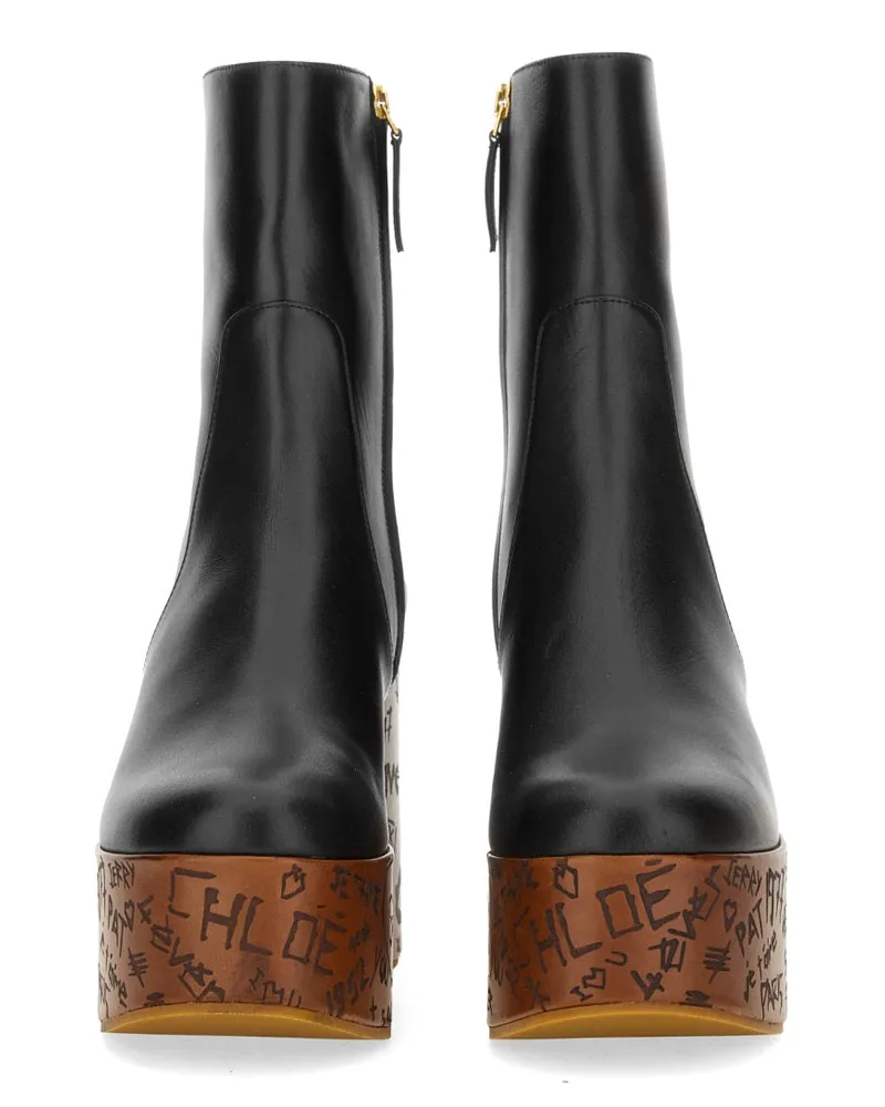 Chloé Wedge Ankle Boot — Black Black