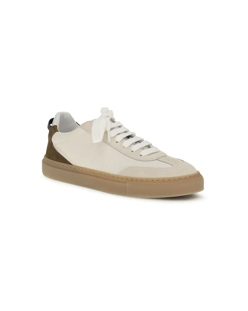 Brunello Cucinelli Women's Beige Calf Leather Bos Taurus Low Top Sneakers Beige