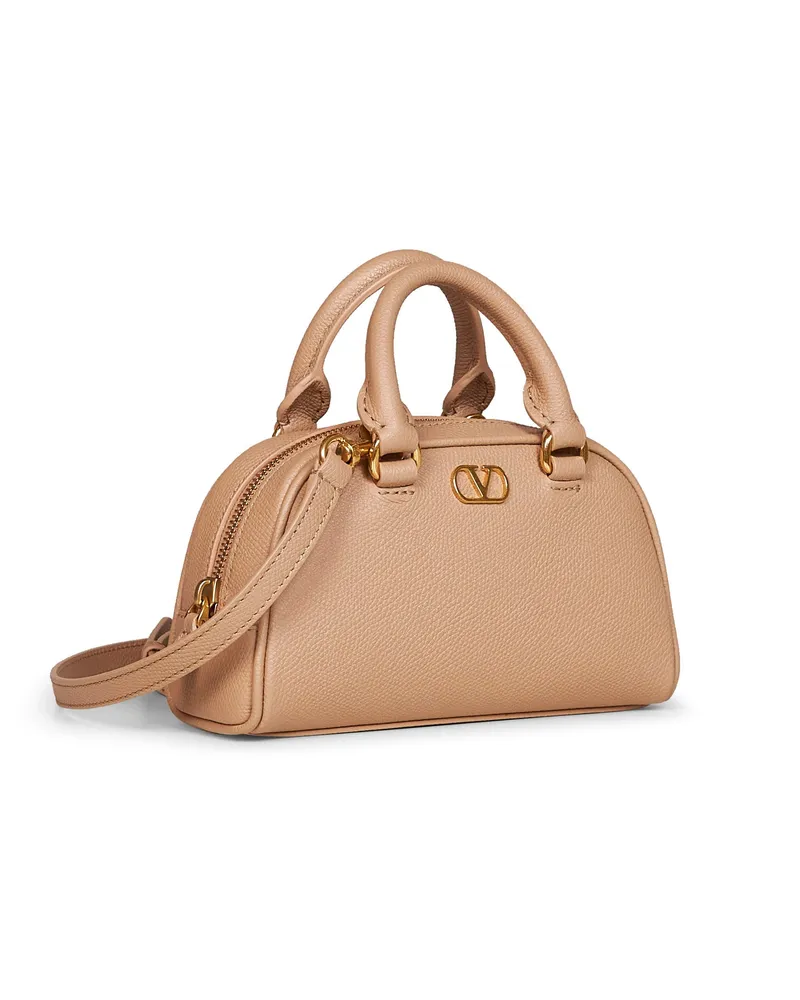 Valentino Garavani Women's Mini Dome Bag Vlogo Signature Beige Calf Leather Handbags Hand Beige