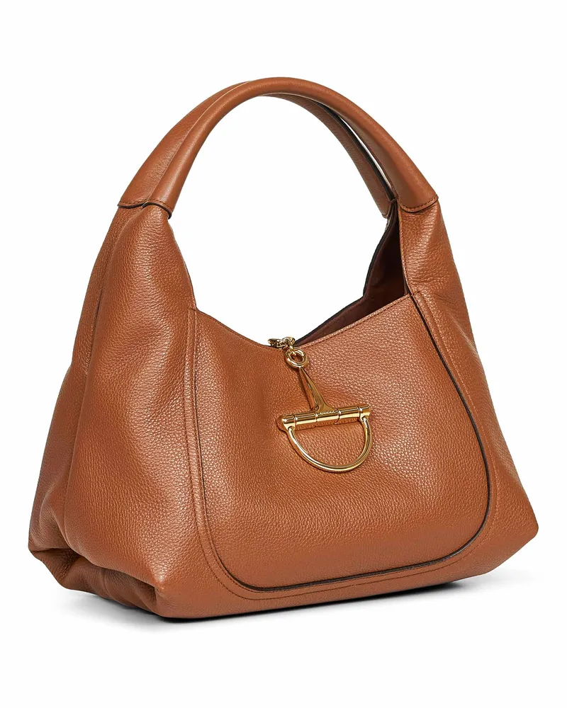 Gucci Women's Brown Softbit Shoulder Bag Calf Leather Handbags Hand Brown