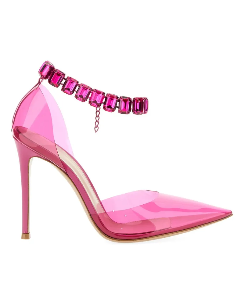 Gianvito Rossi Crystal-Embellished Heel Sandal — Pink Pink