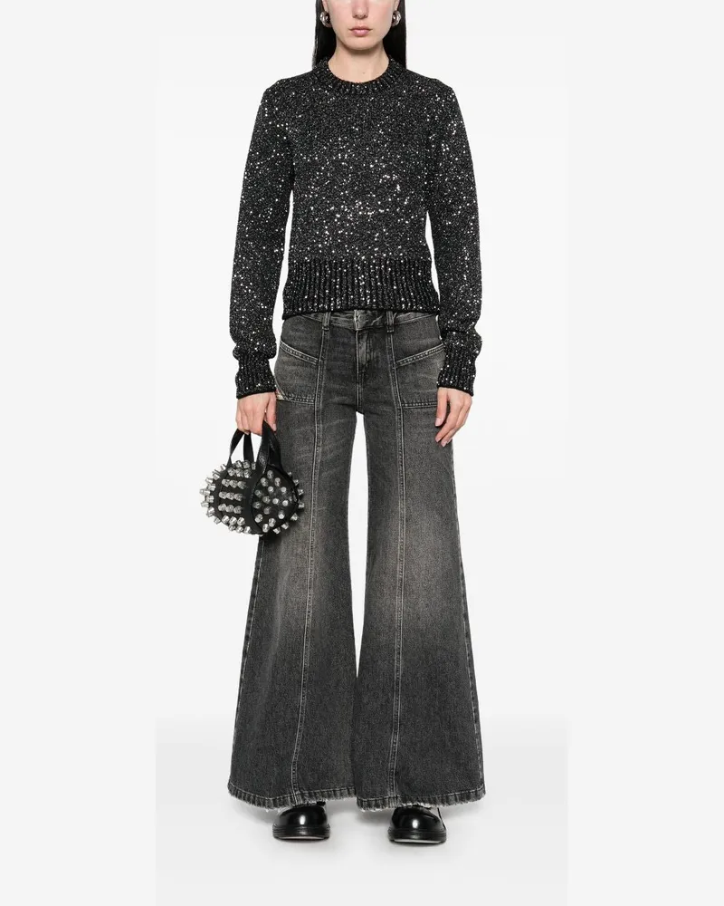 Golden Goose Sequin-Embellished Wool Blend Sweater — Black Black