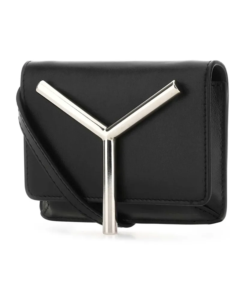 Y/PROJECT Women's Black Leather Mini Crossbody Bag Blacksilver Portafogli Black