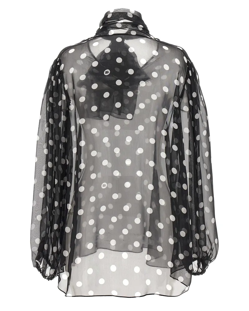 Dolce & Gabbana Women's Bicolor Silk Blouse Gray