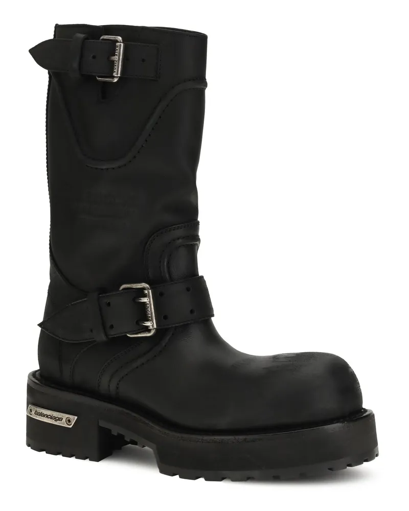Balenciaga Women's Venom Calf Leather Boots Black-Silver Black/silver Black