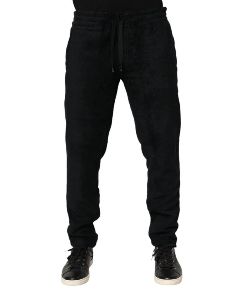 Dolce & Gabbana Black Cotton Logo Men Jogger Sweatpants Pants Black
