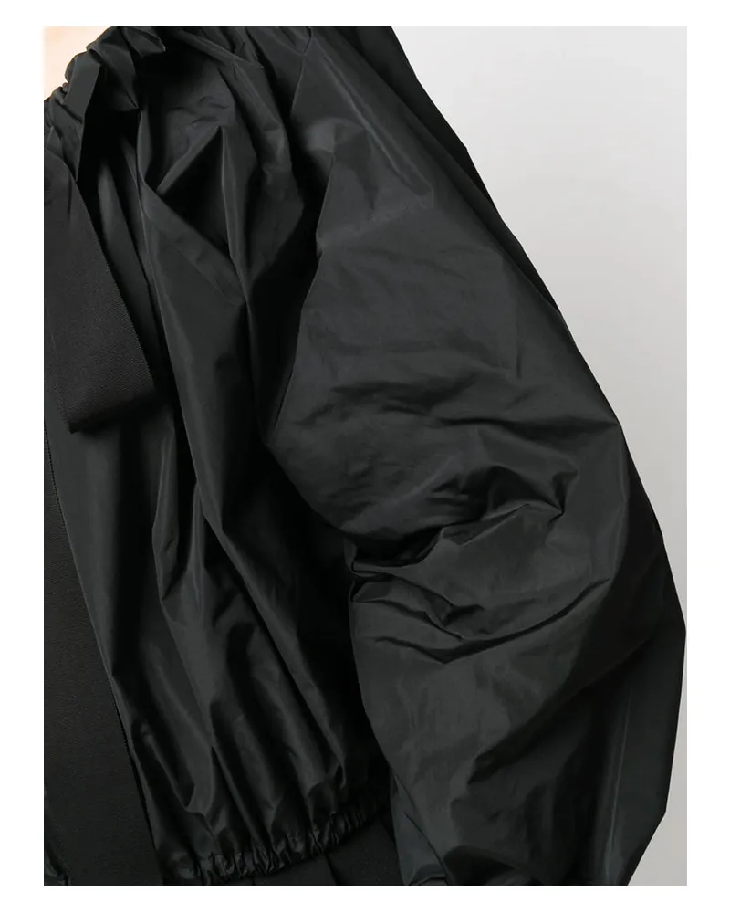 Patou Ruffle Collar Puff Sleeve Blouse — Black Black