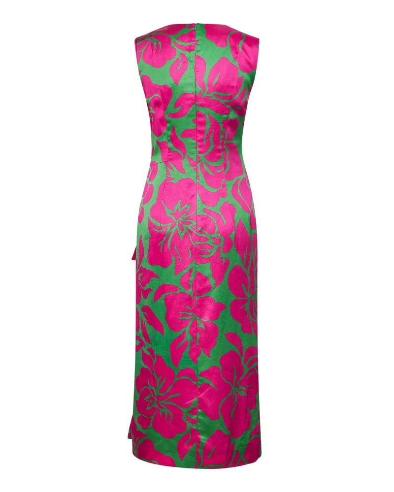 Dries van Noten Women's Midi Dress Floral-Print Viscose Multicolour Pink