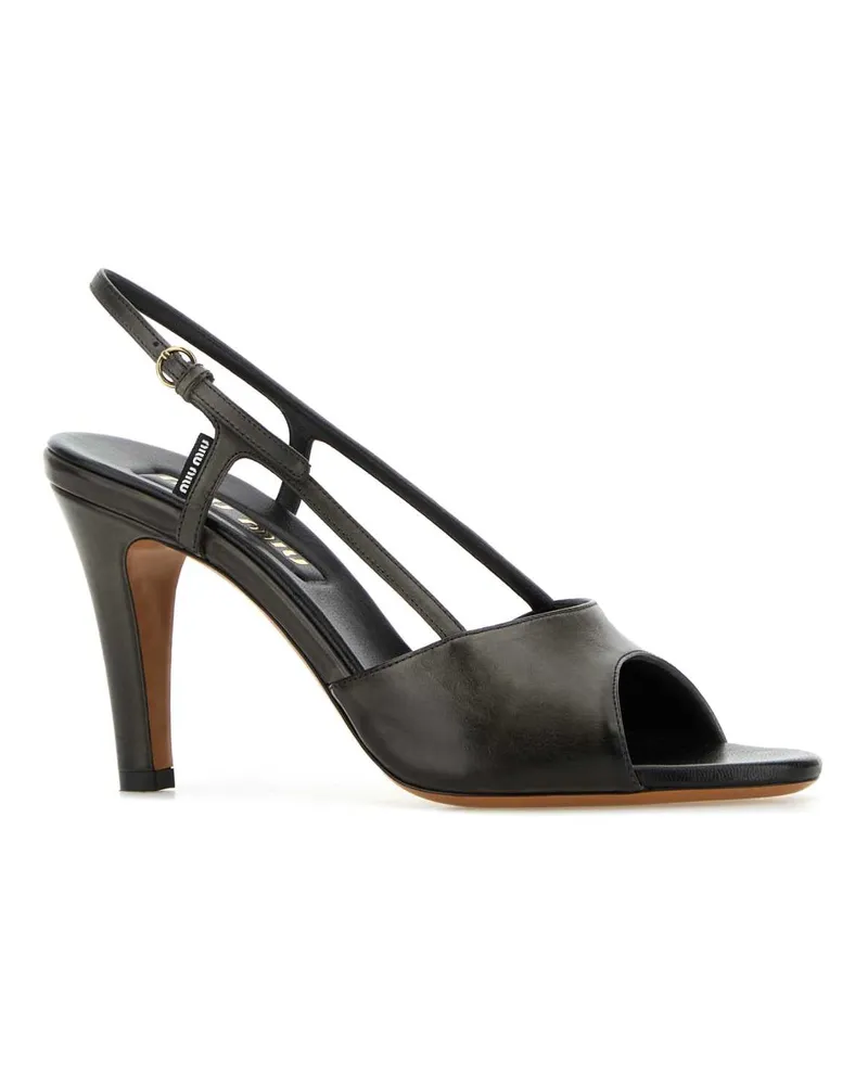Miu Miu Women's Black Leather Sandals Nero Calfleather Sandali Black