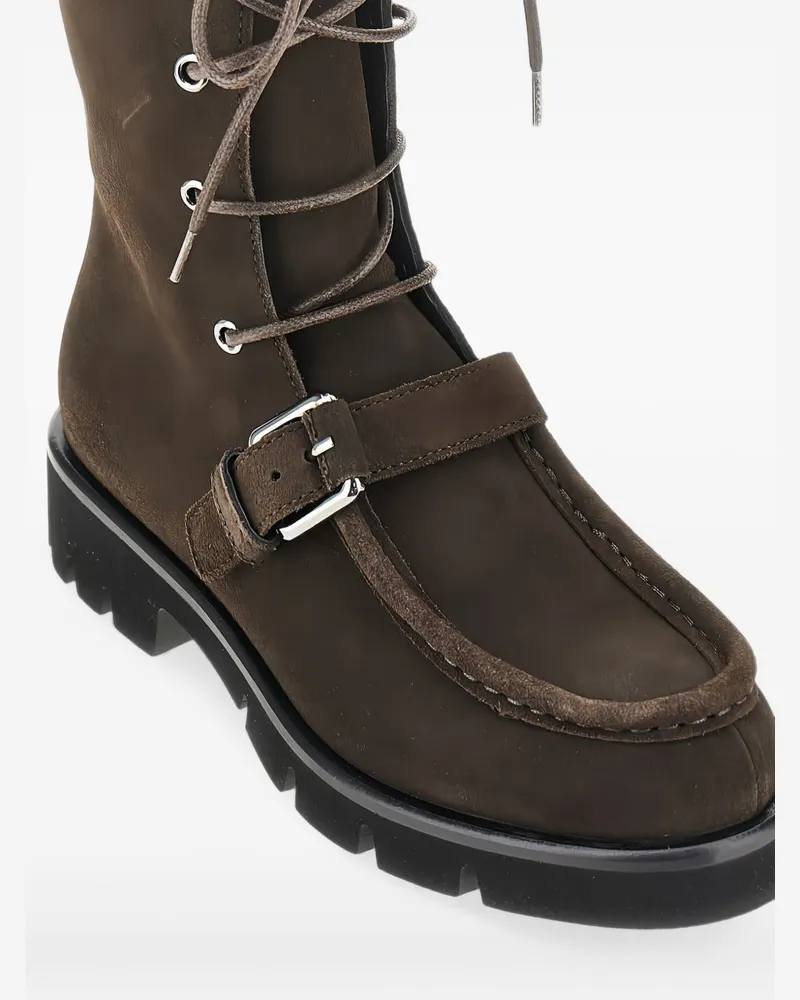 Emporio Armani Lace-Up Suede Boots — Brown Brown