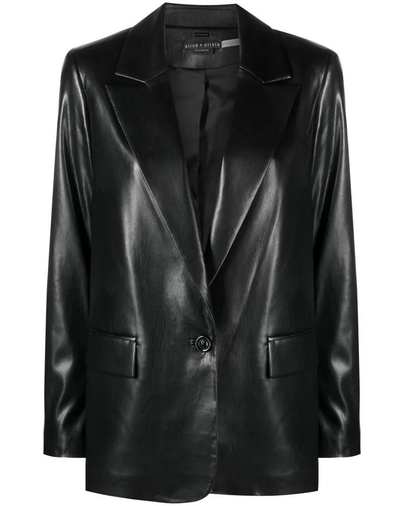 Alice + Olivia Faux Leather Blazer — Black Black