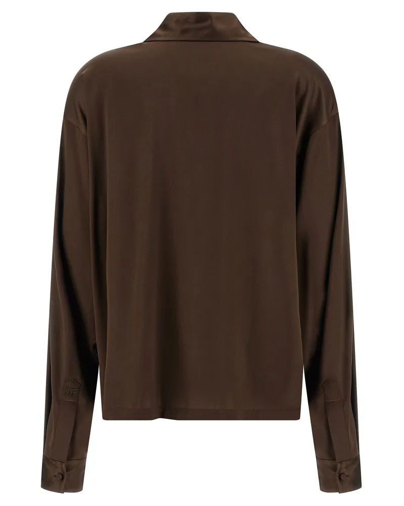 Tom Ford Women's Brown Silk Polo Shirt Brown