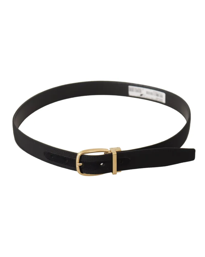 Dolce & Gabbana Men's Black Canvas Leather Gold Metal Buckle Belt Black