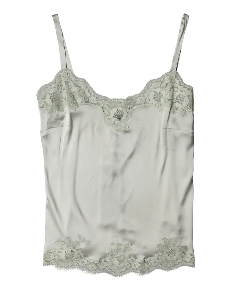 Dolce & Gabbana Women Light Green Floral Lace Lingerie Top Underwear Cotton Elastane Nylon Silk Green