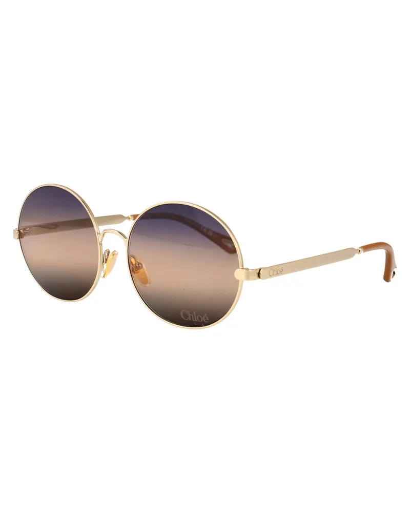 Chloé Women's Sunglasses Ch0281s Gold-Gold-Blue Metal Gold/gold/blue Gold