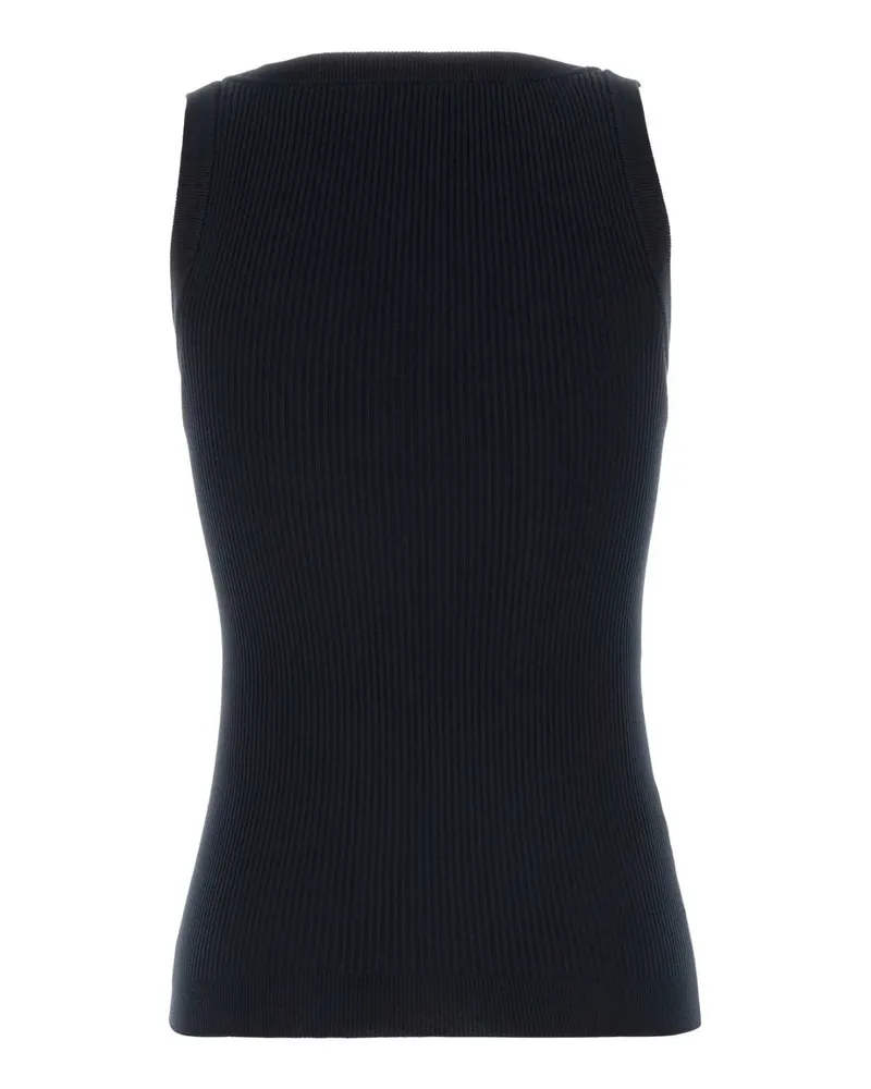 Miu Miu Women's Midnight Blue Cotton Tank Top Bleu Exterior: Maglieria Sweater Navy