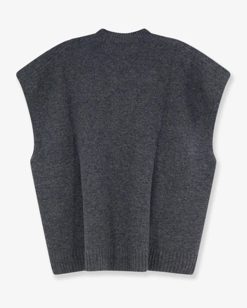 ALYSI Women's Sweater Sleeveless Merino-Cashmere Grey Merino Wool Gray