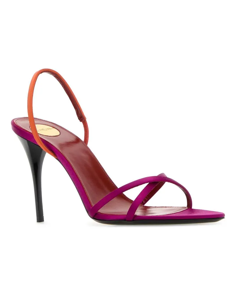 Saint Laurent Women's Two-Tone Satin Justify Sandals Moroccanfuxiaaranc Scarpe Con Tacco Magenta
