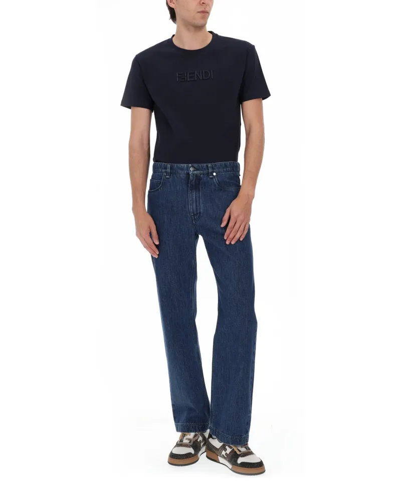 Fendi Regular Fit Cotton Jeans — Blue Blue