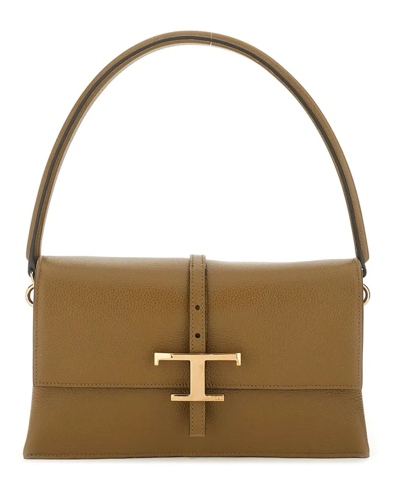 TOD'S Women's Flap Bag Brown Calfskin Shoulder Brown